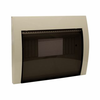 AVE Blanc white cover with tinted flap for BL06P box – 8 modules — 53T08BP