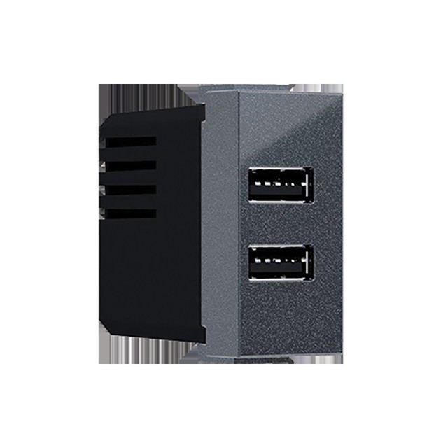 ACA Lighting MODYS USB CHARGER ANTHRACITE 1 M. 2xUSB 5VDC 2x1.2A IP20 — 10101412827