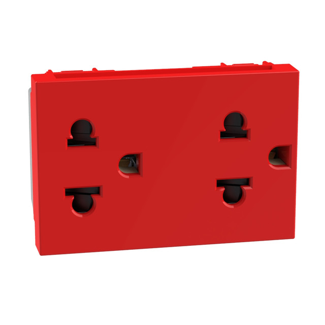 BTicino Euro/American standard socket outlets. Duplex 2P+E 16 A 127/250 Va.c. - Red — J4185R