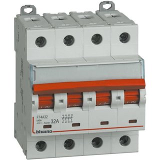 BTicino Disconnector - accessoriables with contacts and releases In=32A - 4P - 4 modules — F74A32