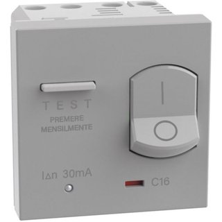 BTicino Automatic earth-leakage circuit breakers. - In 16 A - Vn 230 Va.c. - Breaking powers 1500 A - 230 Va.c. — JG4305A16