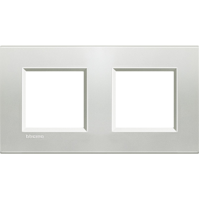 BTicino Square cover plate 2x2P 71mm silver — LNA4802M2AG