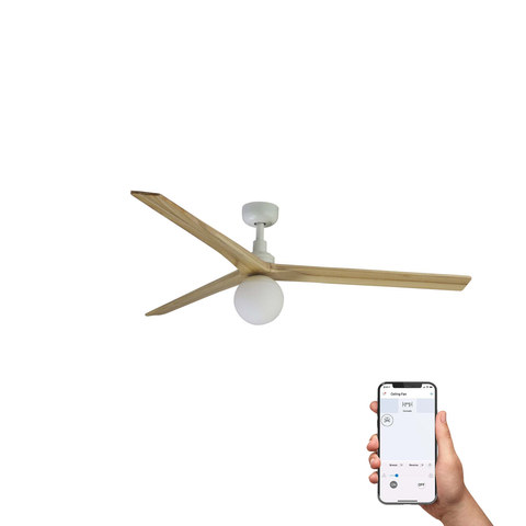 Faro Barcelona KLIM L Ceiling fan white/pine E27 TUYA — manufacturer representative image