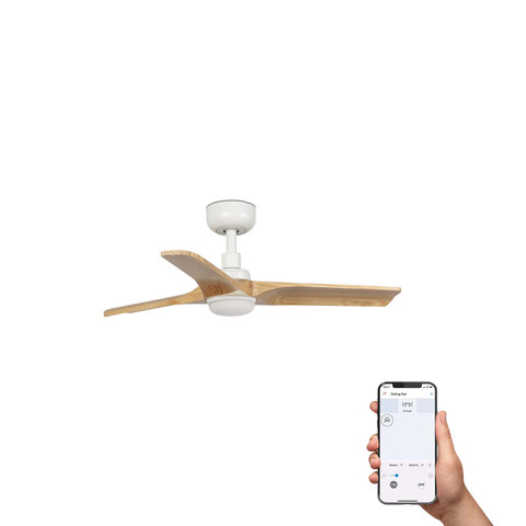 Faro Barcelona HEYWOOD S LED Ceiling fan white/pine 10W SWT TUYA — manufacturer representative image