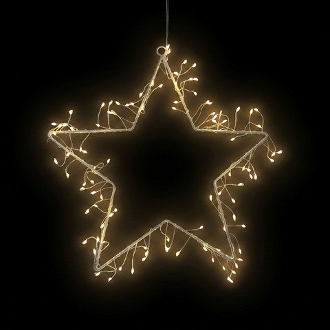 ACA Lighting XMAS WHITE METAL STAR 100LED 10%FLASH Φ300mm WW LEAD WIRE 2m 3AA BATTERIES (NOT INCLUDED) 4.5V IP44 — manufacturer representative image