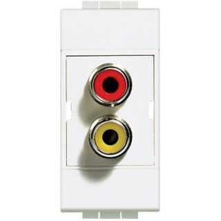 BTicino Double RCA connector – red and yellow collars – terminations to be welded — N4269R