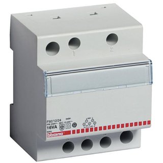BTicino Single-phase safety transformer - voltage from 230Vac to 12/24Vac - 16VA - 4 modules — F92/12/24