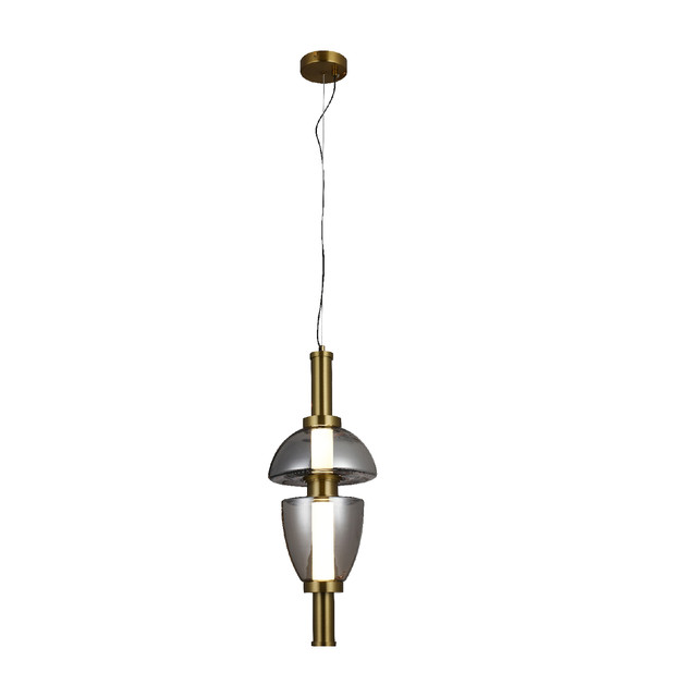ACA Lighting CONE-PENDANT LAMP GOLD METAL +SMOKE GLASS LED 15W 3000K-4000K-6000K 1200LM IP20 — HM24119A