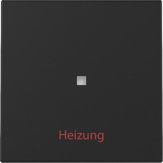 Gira Rocker with control window and imprint “Heizung Ein/Aus” black matt (lacquered) — 3678005