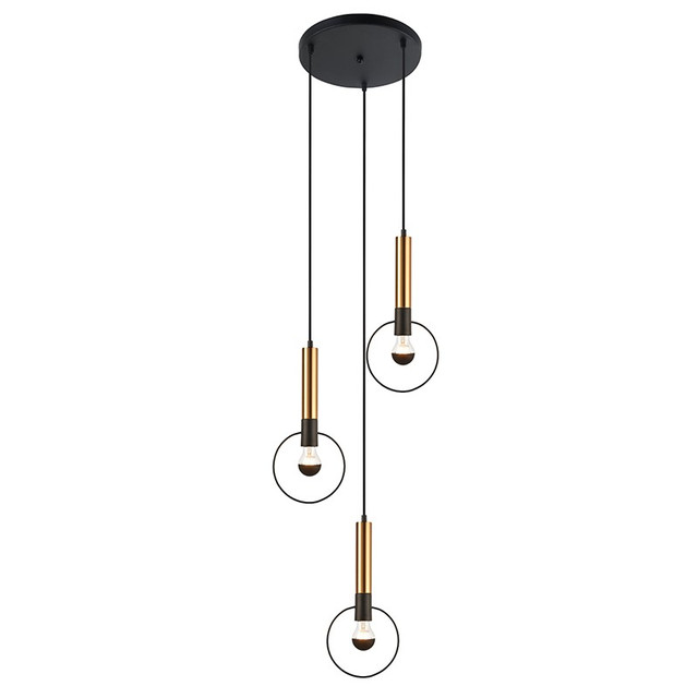 ACA Lighting PENDANT LIGHTING 3ΧΕ27 BRASS/BLACK METAL D44ΧΗ136CM MIRACOLO — HL39973P44BB