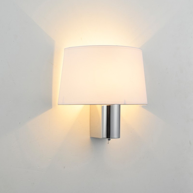 ACA Lighting NETTO LUMINAIRE 1XE27 WHITE SHADE CHROME METAL WITH SWITCH BOTTICELLI — OD5611W
