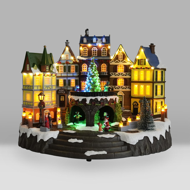 ACA Lighting LED XMAS PLASTIC VILLAGE WITH MOVEMENT &MUSIC RGB 3AA BATTERIES(NOT INCLUDED) 4,5V 3,6W USB INCLUDED 420*260*320MM — XCVVILLAGE5
