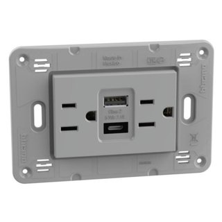 BTicino American standard universal duplex socket 2 P+E 15 A 127/250 VA — JG4188AC