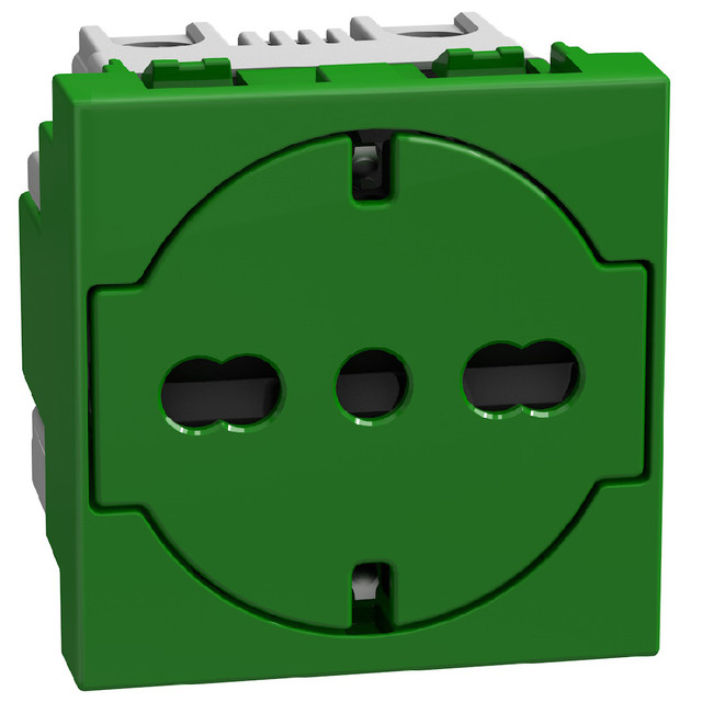 BTicino Italian standard P40 socket 2 P+E 16 A 250 V - 2 modules - green — Y4140A16FG