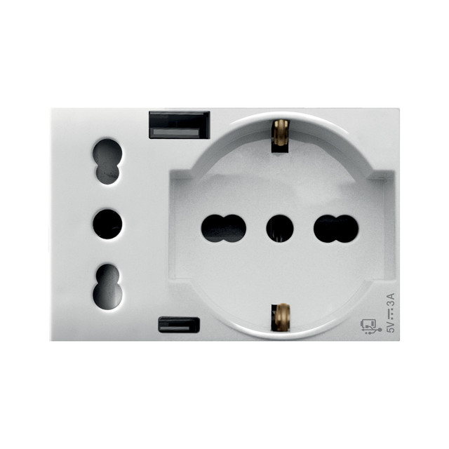AVE SCHUKO SOCKET +ITA+USB A/C WHITEK 3M — 44609015USB
