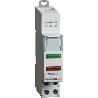 BTicino Double lampholder for signalling with red and green LED at 12Vac — FN40RV12