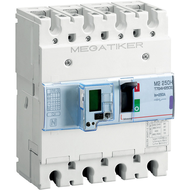 BTicino M2 250H - electronic Mccb 3P+N - Icu= 70kA - In= 250A — T724H250E