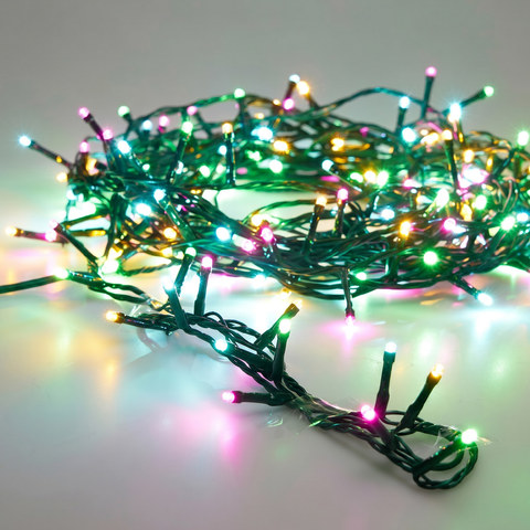 ACA Lighting XMAS LED STRING LIGHTS 480 MACARON 5mm BULB GREEN LEADWIRE 3m IP44 ADAPTER 220/240VAC-31VDC 6W 8 FUNCTIONS MEMORY& 8/16 TIMER L36m — manufacturer representative image
