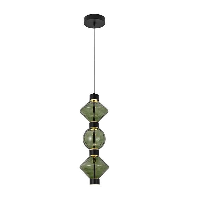 ACA Lighting RUMI-PENDANT LAMP GOLD METAL + GREEN GLASS LED 15W 3000K-4000K-6000K 1200LM IP20 — HM2603AB