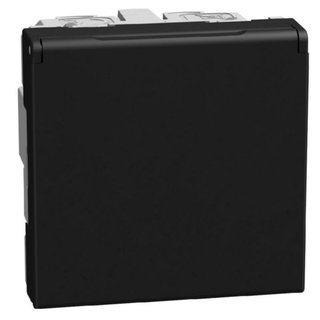 BTicino French standard socket 2 P+E 16 A 250 V - flat - automatic clamps - 2 modules - dark — YD4142AFP