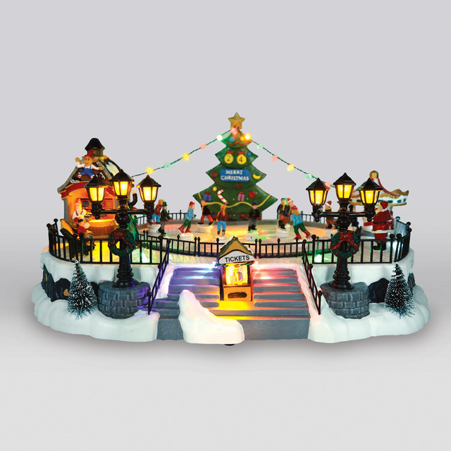 ACA Lighting LED XMAS SKATING WITH MOVEMENT MUSIC RGB 4,5V 3,6W USB INCLUDED 406*280*220mm — XCVSKATE1