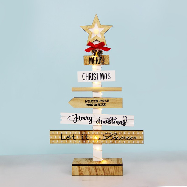 ACA Lighting "WOODEN CHRISTMAS TREE" 10 MINI LED WW LIGHTS WITH BATTERIES (2AA) IP20 22.5X5X38CM — X05121120