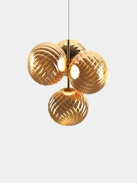 Tom Dixon Whirl Small Chandelier | Gold Polished Polycarbonate — WHC01GO-CEUM4