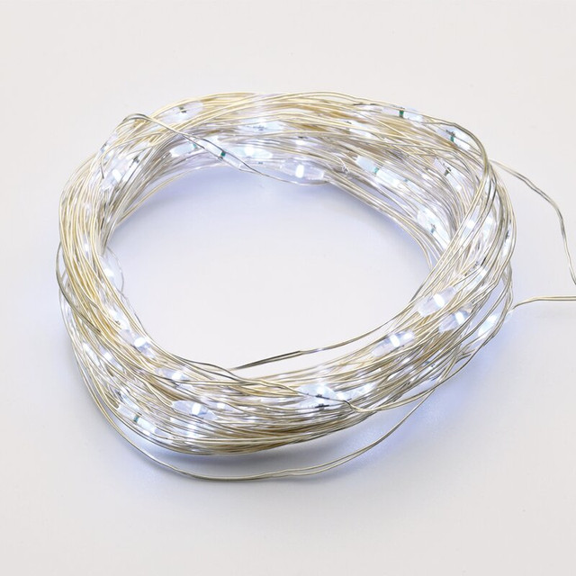 ACA Lighting 20 LED STRING LIGHTS COOL WHITE SILVER COPPER WIRE & BATTER.2xCR2032 IP20 2m+10cm 1.2W — X0120213