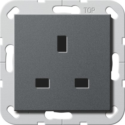 Gira British Standard socket outlet (BS 1363), 13 A 250 V~ with shutter anthracite System 55 — 277628