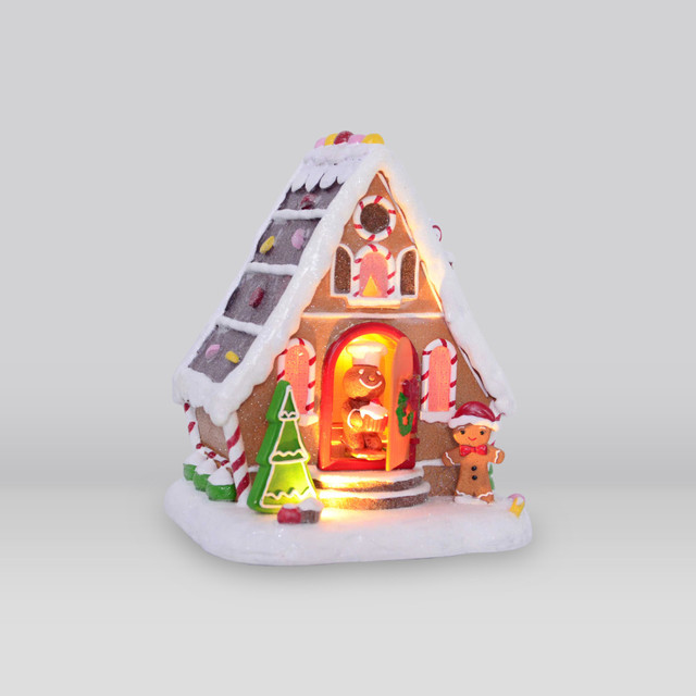 ACA Lighting LED XMAS GINGERBREAD HOUSE WITHMOVING DOOR MUSIC WW 4,5V 3,6W USB INCLUDED 155*161*186mm — XCVHOUSE