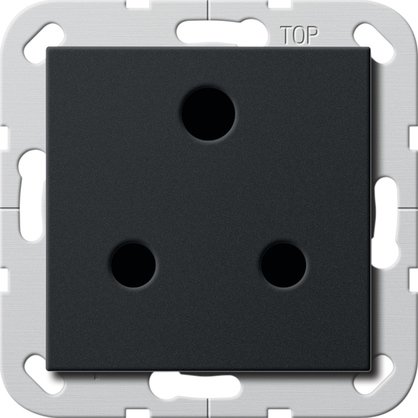 Gira British Standard socket outlet (BS 546) Round Pin 15 A 250 V~ with shutter System 55 — black matt (lacquered) — 2774005