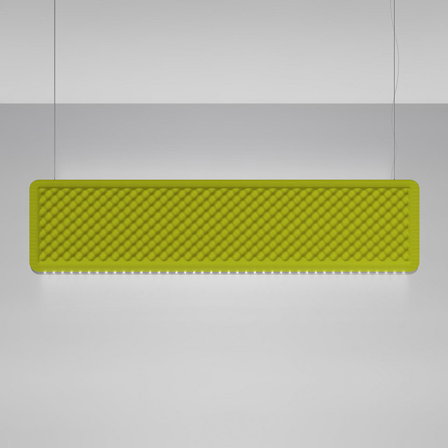Artemide Eggboard Baffle - 1600x400 - Suspension - Direct Sharp + Indirect Diffused - 4000K - Dimmable DALI - Green — AZ22451 — manufacturer representative image