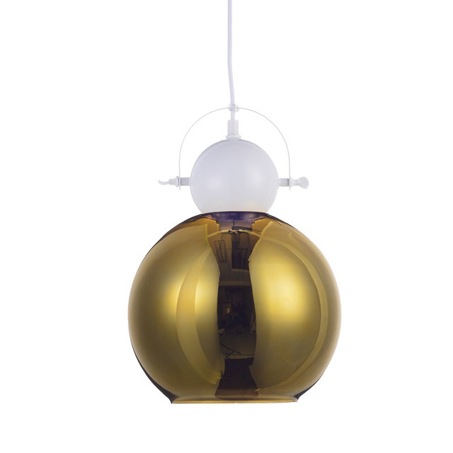 ACA Lighting NETTO PENDANT 1ΧΕ27 METALIC WHITE - BRASS GLASS Φ25ΧΗ140CM — KS081225BW