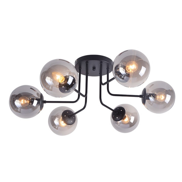 ACA Lighting CEILING 6XE14 METAL BLACK+ TINTED GLASS BOMBAY — OD807006C