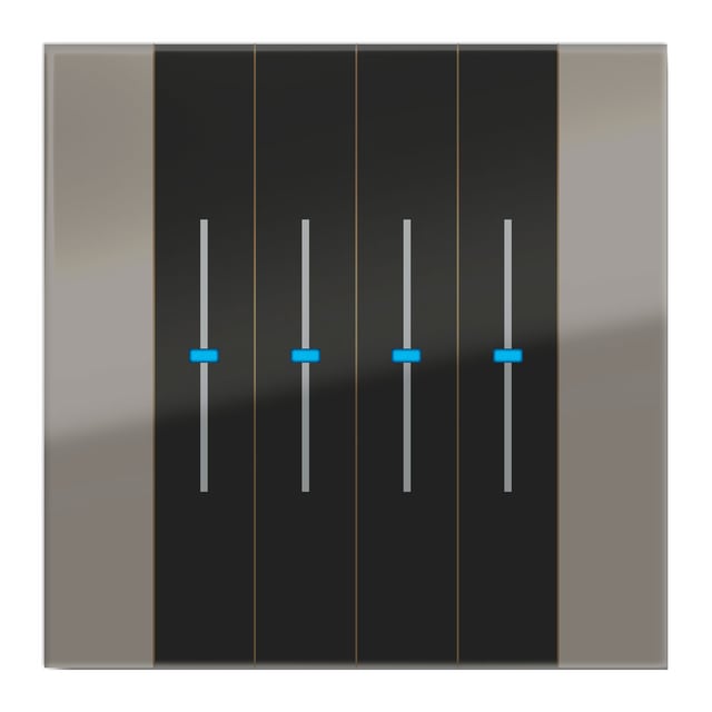 Blumotix Glass Vertical cover — Square glass keypad, grey on black base, 8 functions — BX-F-QQGV