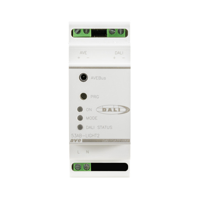 AVE BUS / DALI 2 GATEWAY – 64 ADDRESSES – 16 GROUPS – AVEBUS – 2 DIN MOD. — 53AB-LIGHT2