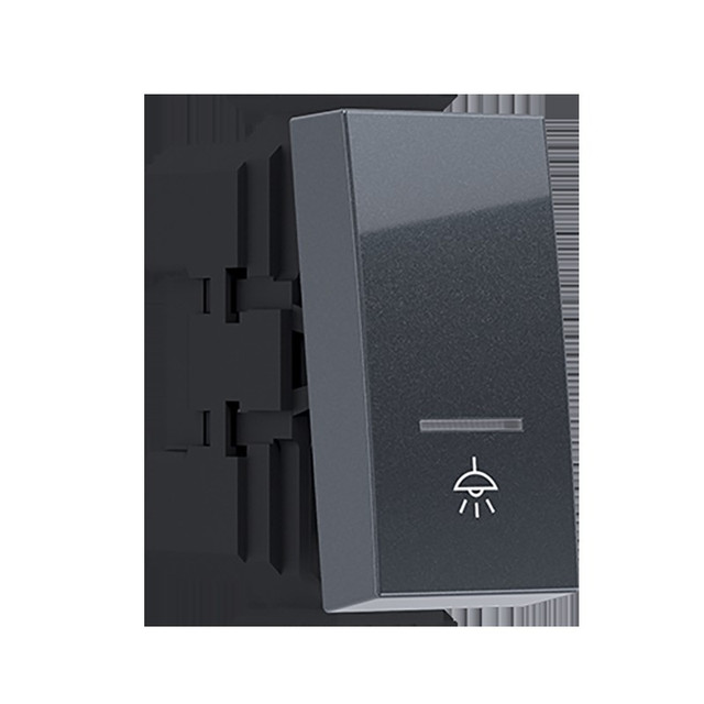 ACA Lighting MODYS PUSH BUTTON SWITCH WITH INDICATOR & SYMBOL LIGHT ANTHRACITE 1 M. 1P 10A 250VAC IP20 — 10101312427