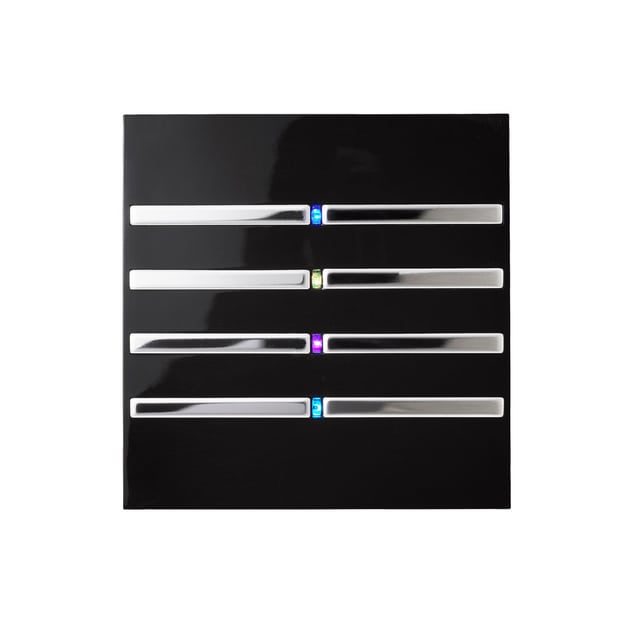 Blumotix KNX sensitive multifunction keypads cover — square 8 buttons - Black — BX-F-QKB-Silver
