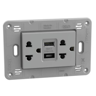 BTicino Euro american standard universal duplex socket 2 P+E 16 A 127/250 VA — JG4185AC
