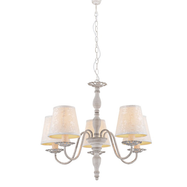 ACA Lighting PENDANT 5XE14 METAL PATINE WHITE/BLACK+SHADE Φ57ΧΗ103CM KARPATHIA — DL9505PWB
