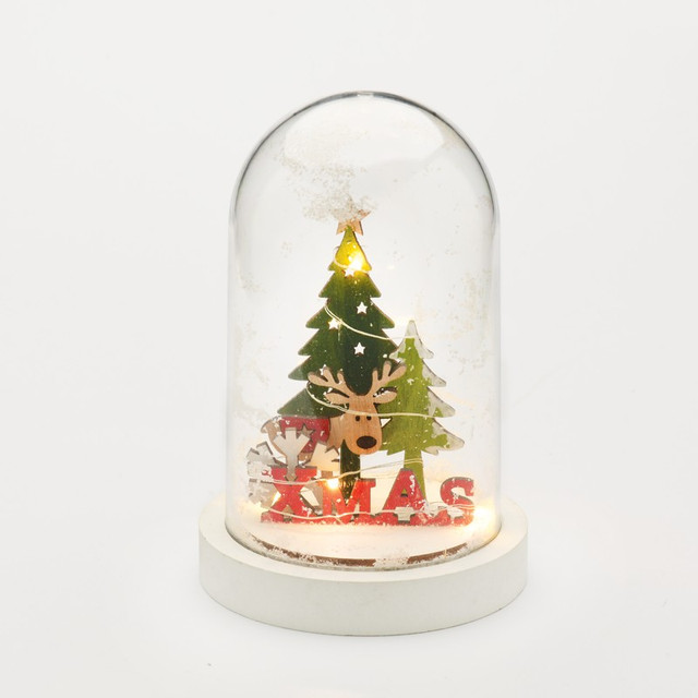 ACA Lighting "DEER, PLASTIC SNOWY COVER BALL" 5 MINI LED LIGHTS BAT. (2xAAA), WW,IP20, D11X19CM — X06511217