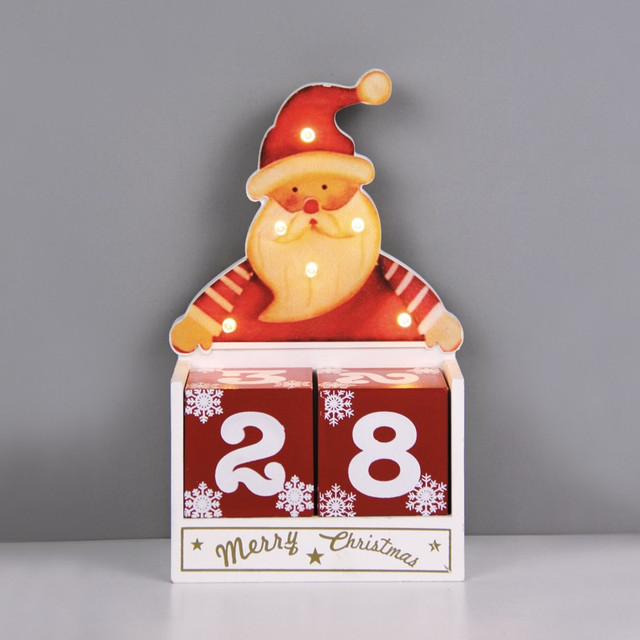 ACA Lighting "WOODEN SANTA CALENDAR" 6 LED WW LIGHTS WITH BATTERIES (2AAΑ) IP20 12.5X6.7X20.5M — X0561108