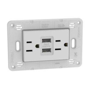 BTicino American standard universal duplex socket 2 P+E 15 A 127/250 VA — JW4188AA