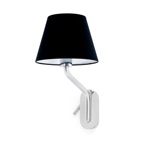 Faro Barcelona ETERNA Right chrome/black wall lamp with reading light — manufacturer representative image