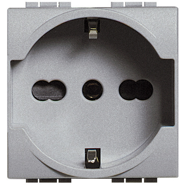 BTicino Socket 2P+T 16A 250 Vac - earth lateral contacts for Plugs german standard — NT4140/16
