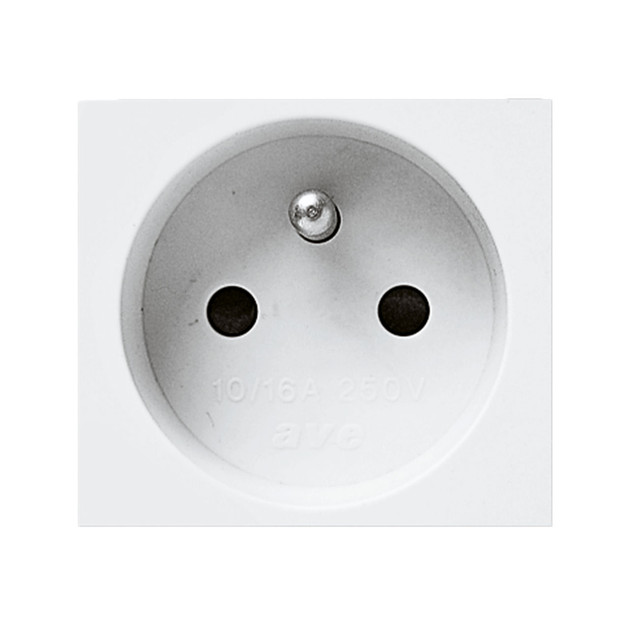 AVE French standard socket outlet 2P+E 16A 250V – shuttered – 2 modules — 45B92TS
