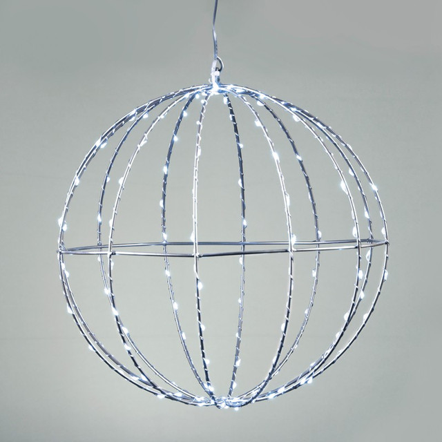 ACA Lighting "D40CM SILVER BALL" 240 ΜΙΝΙ LED LIGHTS, CW, SILVER COPPER WIRE, ADAPT. (4.5VDC),IP44, 3M TRAN/NT CABLE — X0624024226 — manufacturer representative image
