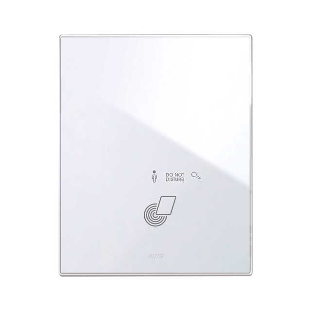 AVE Front plate for Hotel Management System – clear White glass – 6(3+3) modules — 44PVTC76GA-BL