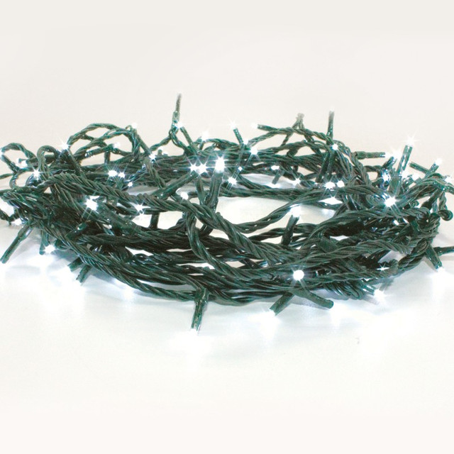 ACA Lighting 100 LED STRING LIGHTS PER 5cm COOL WHITE, ADAPTOR 31VDC & 8 FUNCTIONS, IP44 5m GREEN CABLE — X08100211 — manufacturer representative image