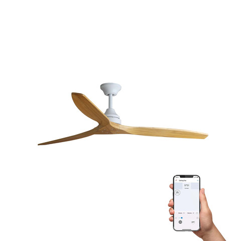 Faro Barcelona ALO L White/pine fan TUYA — manufacturer representative image
